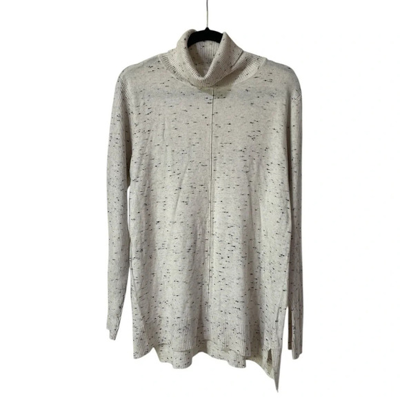 Calvin Klein Sweater Turtleneck Lightweight Top Knit Long Sleeve Speckled Size L - Picture 1 of 11